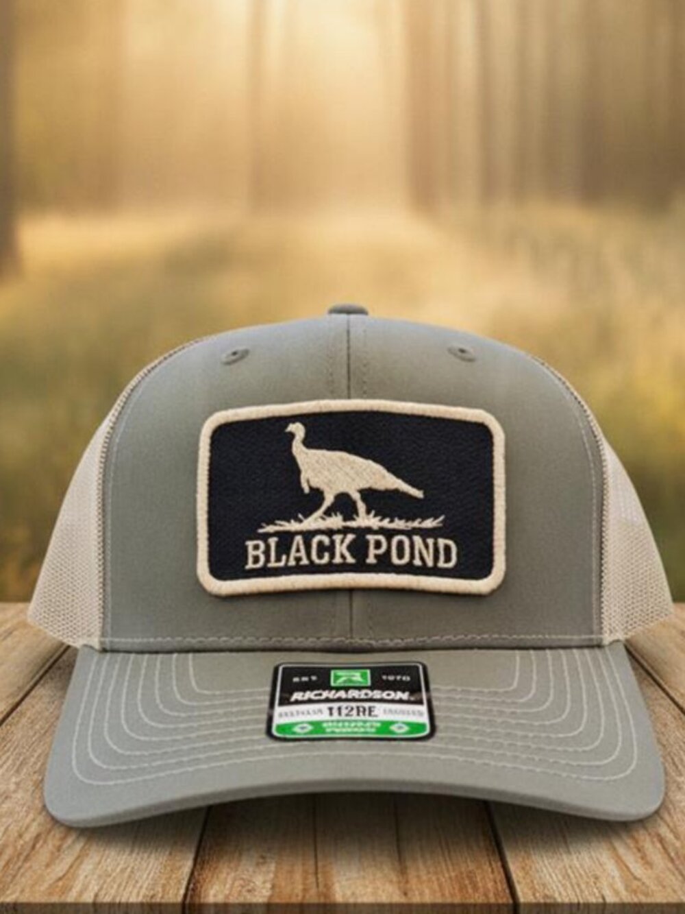 Black Pond Turkey Hunting Patch Green Khaki Richardson 112 Snapback Hat New USA